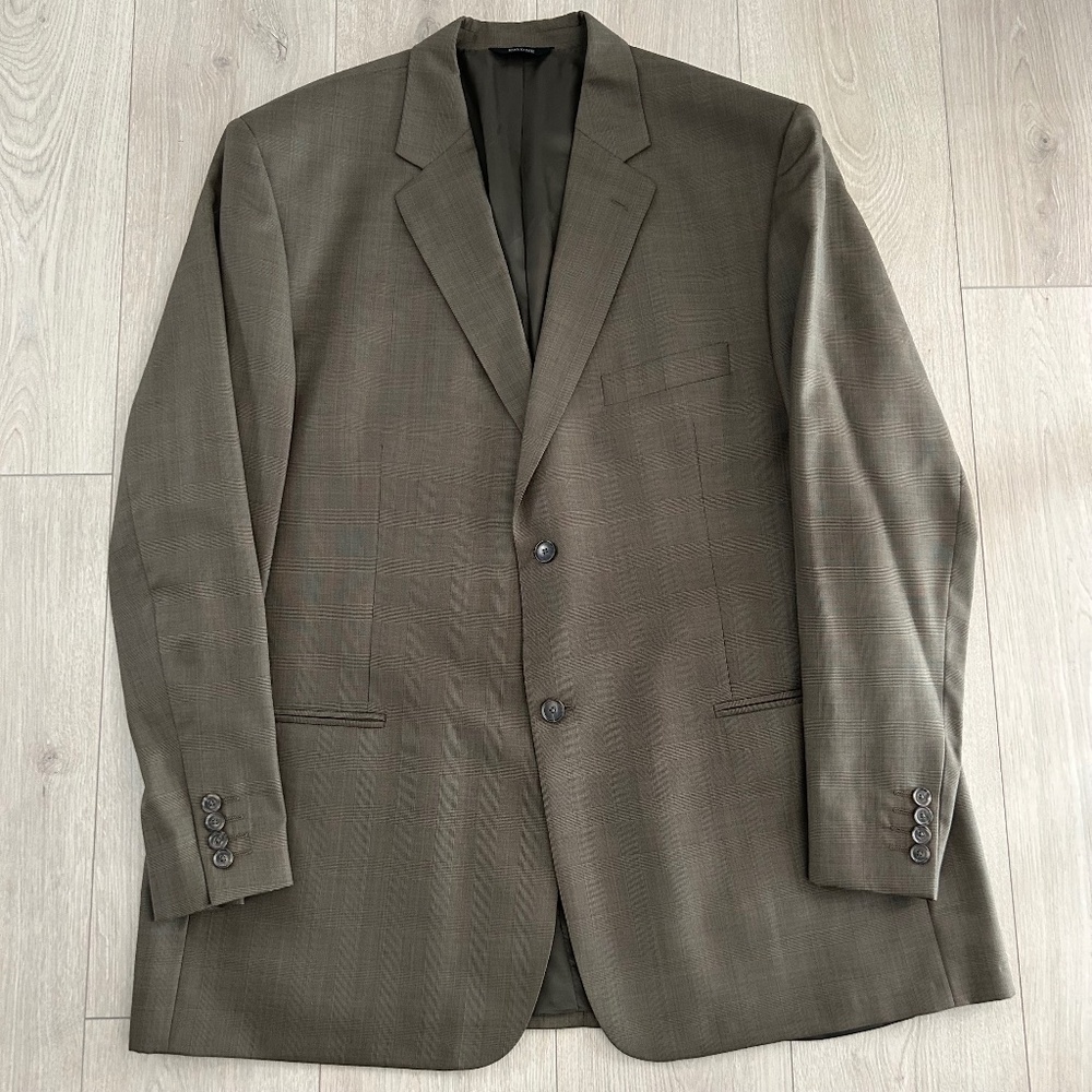 Pavone Zignone Italian Super 110's Beige White Blazer 100% Wool 50 Long
